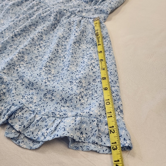 Trixxi Women's Sky Blue Flowy Floral Adjustable Spaghetti Strap Rompers, sz LG - Picture 9 of 16